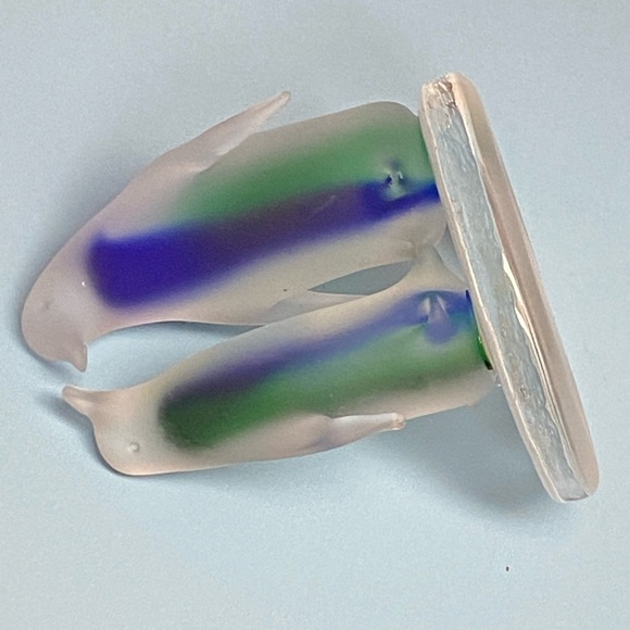 Partylite purple and green frosted Glass Candle Holder Penguins Shaped - Picture 11 of 13